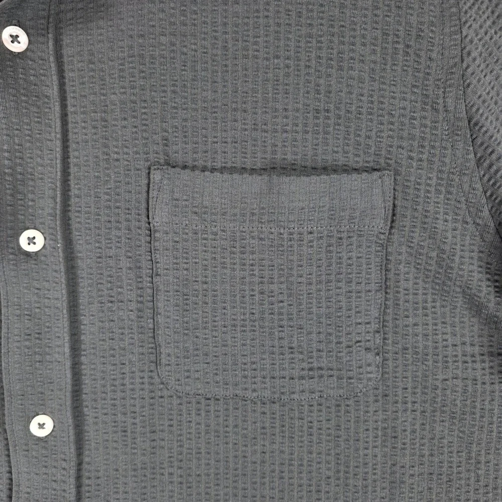 7 Diamonds Men XL Green Short Sleeve 4-Way Stretch Seersucker Button Down Shirt